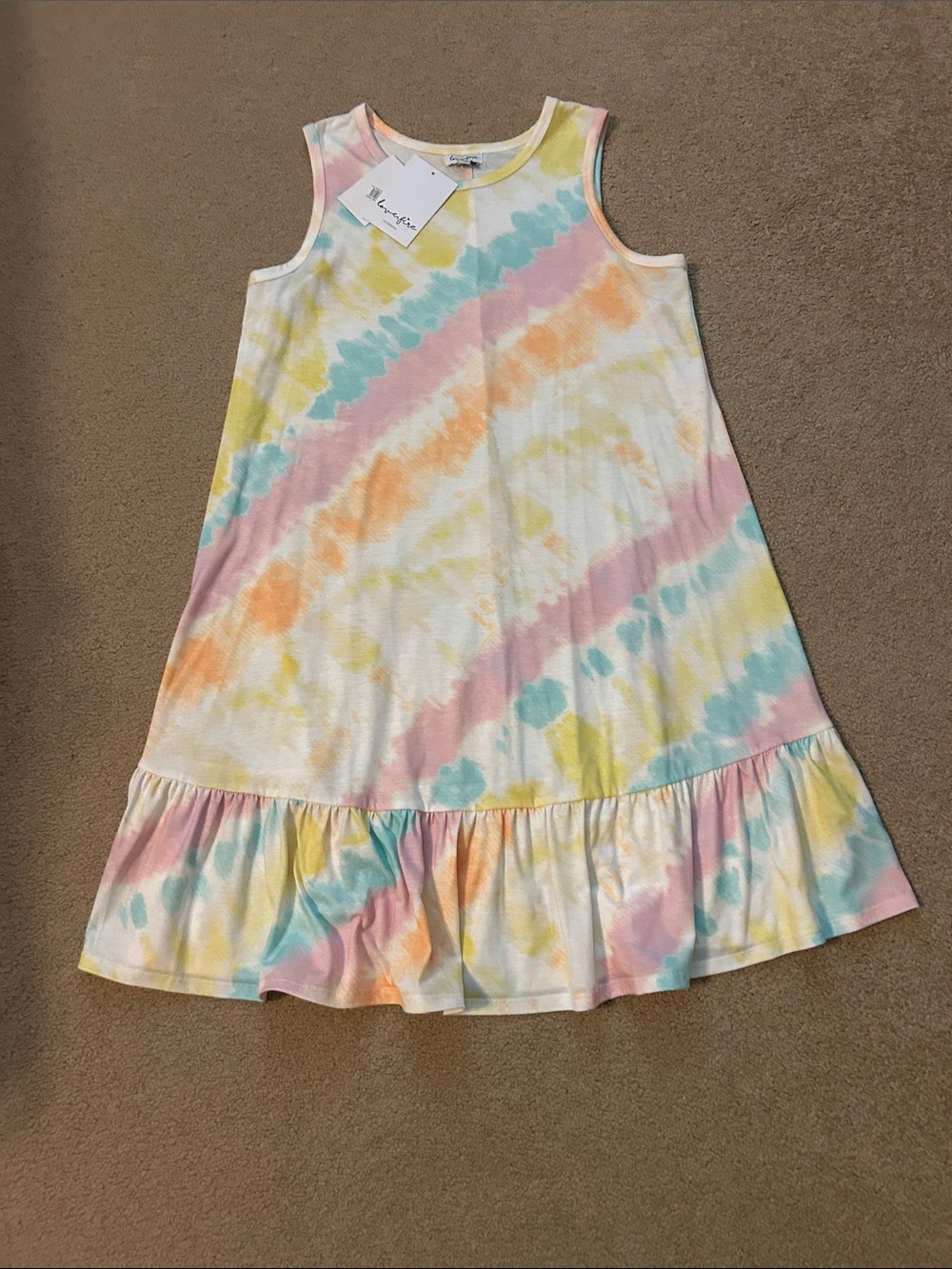 NWT Nordstrom love fire tie-dye ruffle, bottom dress